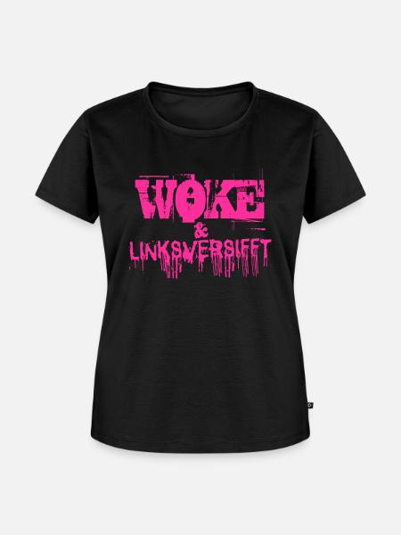 Selbstironie: WOKE & linksversifft - Frauen Premium Bio T-Shirt - Schwarz