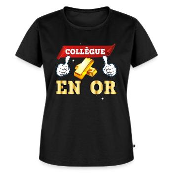 Lingot D'or Pour mon Collègue Précieux - T-shirt Premium bio Femme - noir - Devant - Selfina (174cm)