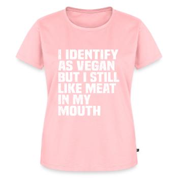 Je m’identifie comme Vegan Lustiger Spruch - T-shirt Premium bio Femme - rose - Devant - AI Model Female 172 dark (172cm)