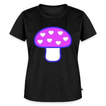 Champignon Rose Couleur Vive Amour Coeur Champignon - T-shirt Premium bio Femme - noir - Devant - Selfina (174cm)