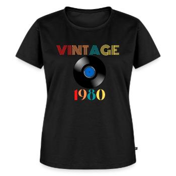 Vintage 1980 - Frauen Premium Bio T-Shirt - Schwarz - Vorne - Selfina (174cm)