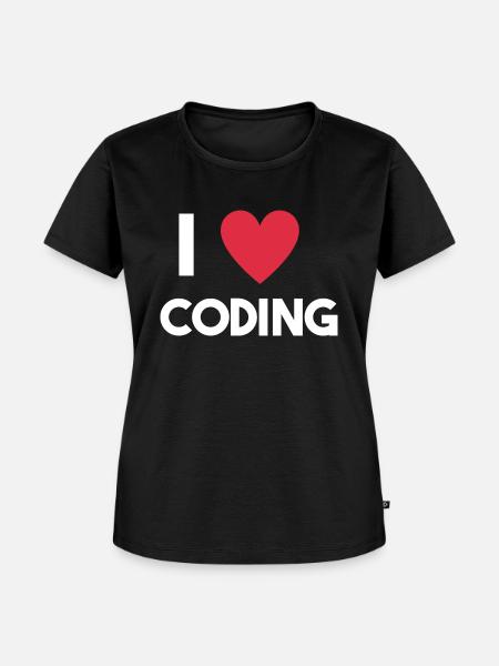 Ich liebe Coding - Frauen Premium Bio T-Shirt - Schwarz