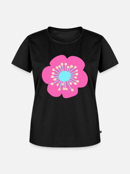 Blume pink und cyan - Frauen Premium Bio T-Shirt - Schwarz