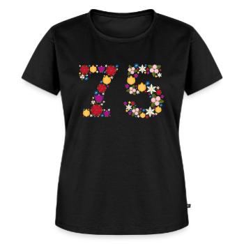 Flowers 75 - Frauen Premium Bio T-Shirt - Schwarz - Vorne - Selfina (174cm)