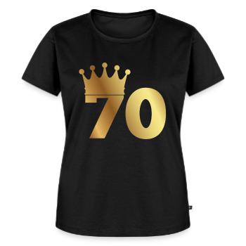 70. Geburtstag: 70 mit Krone - Frauen Premium Bio T-Shirt - Schwarz - Vorne - Selfina (174cm)