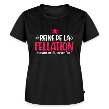 Reine de la fellation cadeau drôle sexe kamasutra - T-shirt Premium bio Femme - noir - Devant - Selfina (174cm)