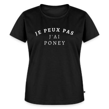 Je peux pas j ai poney (blanc) - T-shirt Premium bio Femme - noir - Devant - Selfina (174cm)