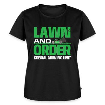 Rasen und bestellen Sie ein spezielles Mähaggregat - Rasenmäher - Frauen Premium Bio T-Shirt - Schwarz - Vorne - Selfina (174cm)