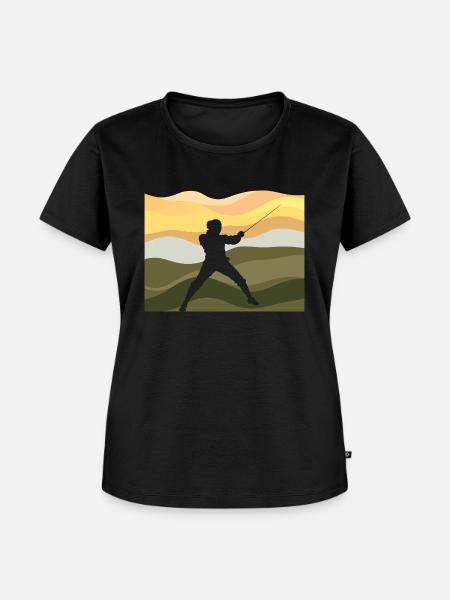 Fechten Schwertkampf Kämpfer - Frauen Premium Bio T-Shirt - Schwarz