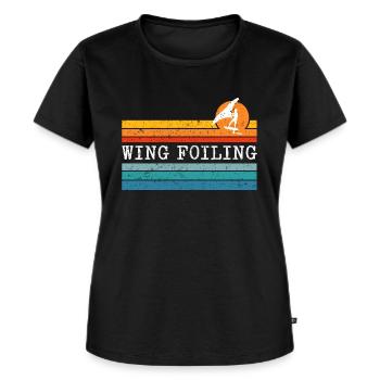 Wing Foiling Surf Surfing Surfer - Women's Premium Organic T-shirt - black - Front - Selfina (174cm)