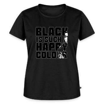 Schwarz ist so eine fröhliche Farbe - Frauen Premium Bio T-Shirt - Schwarz - Vorne - Selfina (174cm)