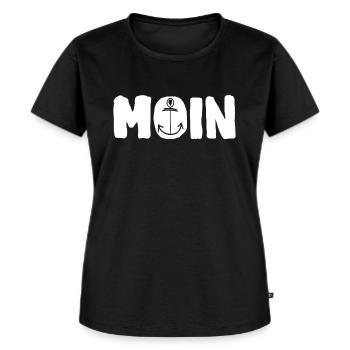 moin Anker Küsten Liebe ... Maritime Bekleidung - Frauen Premium Bio T-Shirt - Schwarz - Vorne - Selfina (174cm)