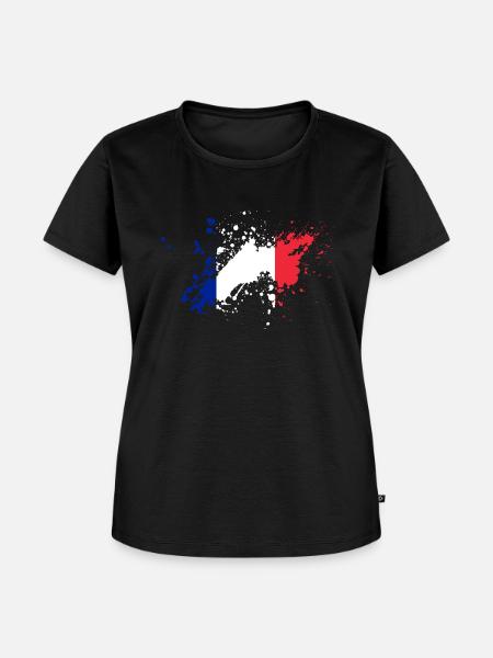 Frankreich Flagge Klecks - Frauen Premium Bio T-Shirt - Schwarz