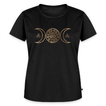Hecate Wheel Triple Moon - Frauen Premium Bio T-Shirt - Schwarz - Vorne - Selfina (174cm)