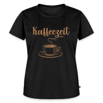 Kaffeezeit für Kaffeeliebhaber - Frauen Premium Bio T-Shirt - Schwarz - Vorne - Selfina (174cm)
