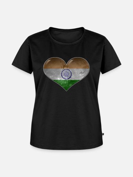 Indien-Herz - Frauen Premium Bio T-Shirt - Schwarz