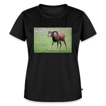 Mouflon européen Europäischer Mufflon - T-shirt Premium bio Femme - noir - Devant - Selfina (174cm)