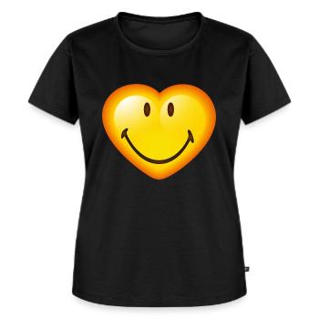 Smiley Glossy Heart - Frauen Premium Bio T-Shirt - Schwarz - Vorne - Selfina (174cm)