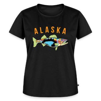 Alaska State Pride T Shirt Alaska Walleye Fisherme - Frauen Premium Bio T-Shirt - Schwarz - Vorne - Selfina (174cm)