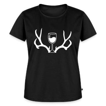 Jagd und Wein - Frauen Premium Bio T-Shirt - Schwarz - Vorne - Selfina (174cm)