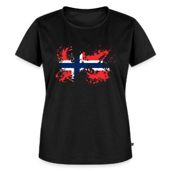 Norwegen Flagge norwegische Fahne Klecks - Frauen Premium Bio T-Shirt - Schwarz - Vorne - Selfina (174cm)