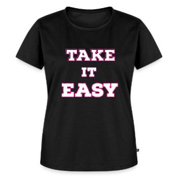 Take it easy - Frauen Premium Bio T-Shirt - Schwarz - Vorne - Selfina (174cm)
