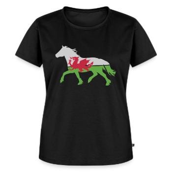 Welsh c Flagge - Frauen Premium Bio T-Shirt - Schwarz - Vorne - Selfina (174cm)