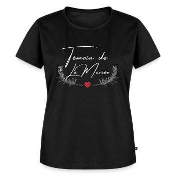 témoin de la mariée -tshirt assorti - T-shirt Premium bio Femme - noir - Devant - Selfina (174cm)