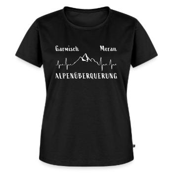 Alpenüberquerung Garmisch Meran Herzschlag - Frauen Premium Bio T-Shirt - Schwarz - Vorne - Selfina (174cm)