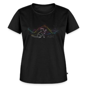 Schrödingers Katze für Physikfans - Frauen Premium Bio T-Shirt - Schwarz - Vorne - Selfina (174cm)