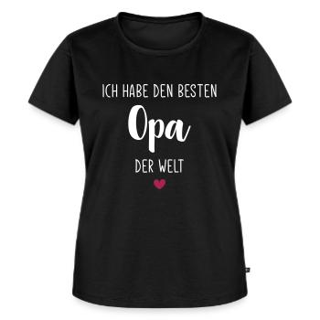 Ich habe den Besten Opa der Welt / Bester Opa 2021 - Frauen Premium Bio T-Shirt - Schwarz - Vorne - Selfina (174cm)