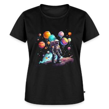 Astronaut Planets Balloons Cartoon - Women's Premium Organic T-shirt - black - Front - Selfina (174cm)
