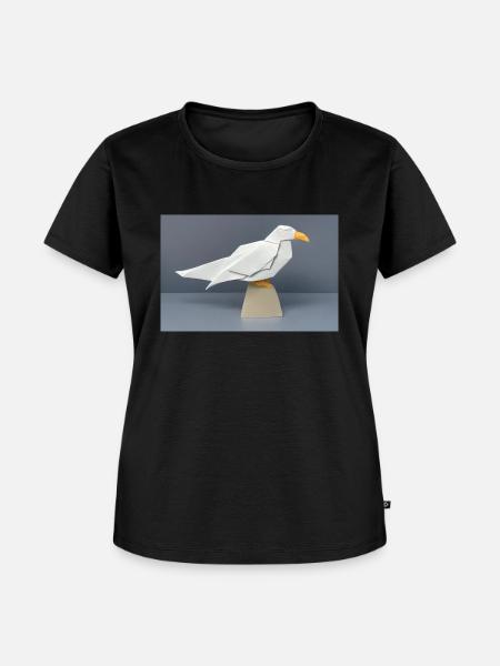 Silbermöwe im Origami-Stil - Frauen Premium Bio T-Shirt - Schwarz