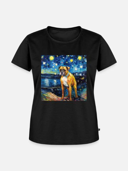 Deutscher Boxer Sternennacht - Frauen Premium Bio T-Shirt - Schwarz