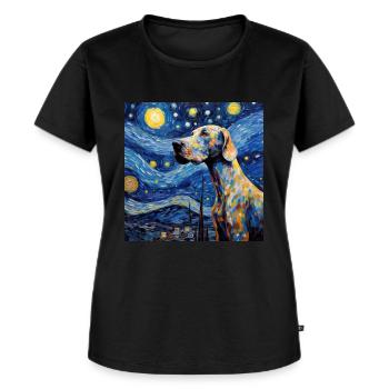 Deutsche Dogge Sternennacht - Frauen Premium Bio T-Shirt - Schwarz - Vorne - Selfina (174cm)