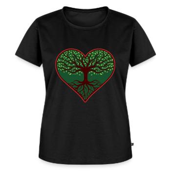 Herzbaum des Lebens - Frauen Premium Bio T-Shirt - Schwarz - Vorne - Selfina (174cm)