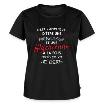 Princesse et Algérienne, je gère! - T-shirt Premium bio Femme - noir - Devant - Selfina (174cm)