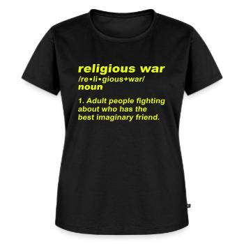 Guerre de religion - Qui a le meilleur ami imaginaire - T-shirt Premium bio Femme - noir - Devant - Selfina (174cm)
