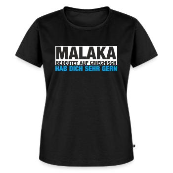MALAKAS - Frauen Premium Bio T-Shirt - Schwarz - Vorne - Selfina (174cm)