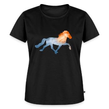 Isländer Eis und Feuer - Frauen Premium Bio T-Shirt - Schwarz - Vorne - Selfina (174cm)