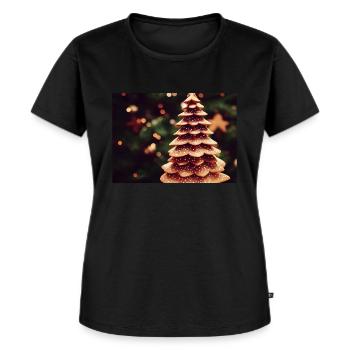 Arbre de Noël en pain d’épices - T-shirt Premium bio Femme - noir - Devant - Selfina (174cm)