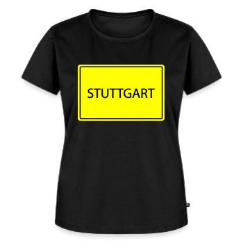 ortsschild stuttgart - Frauen Premium Bio T-Shirt - Schwarz - Vorne - Selfina (174cm)