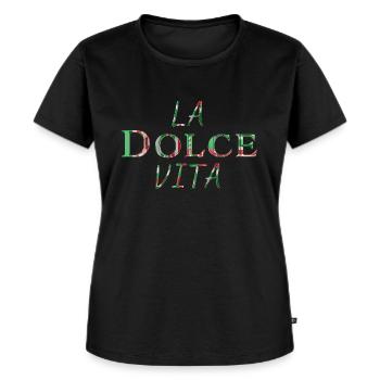 La Dolce Vita - T-shirt Premium bio Femme - noir - Devant - Selfina (174cm)