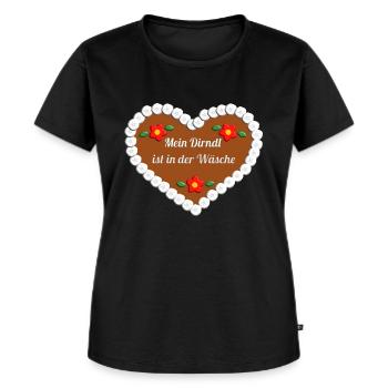 Mein Dirndl ist in der Wäsche Lebkuchenherz - Frauen Premium Bio T-Shirt - Schwarz - Vorne - Selfina (174cm)