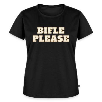 Bifle Please - T-shirt Premium bio Femme - noir - Devant - Selfina (174cm)