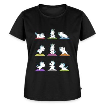 Yoga Einhorn Meditation Yogi Namaste Geschenk - Frauen Premium Bio T-Shirt - Schwarz - Vorne - Selfina (174cm)