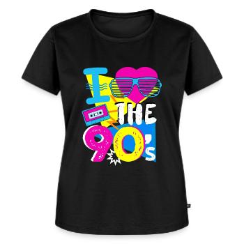 Jeg elsker 90s - 90s retro musik gave - Premium økologisk T-shirt til kvinder - sort - Foran - Selfina (174cm)