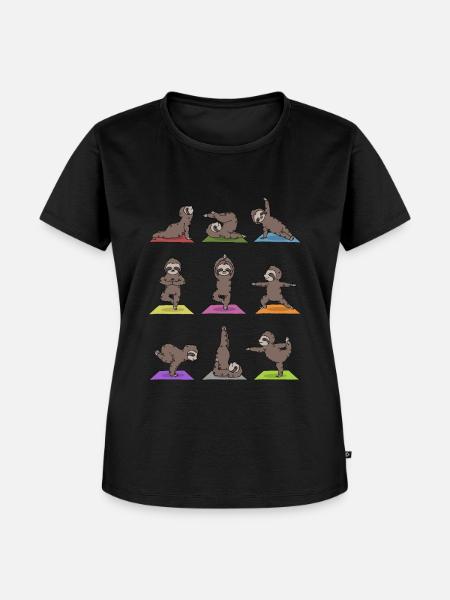 Faultier Yoga - Frauen Premium Bio T-Shirt - Schwarz