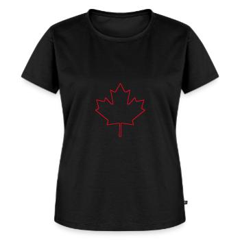 Kanada Ahornblatt - Frauen Premium Bio T-Shirt - Schwarz - Vorne - Selfina (174cm)