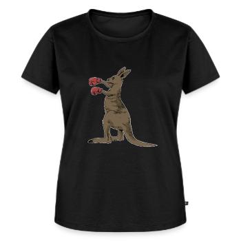 Känguru Boxen - Frauen Premium Bio T-Shirt - Schwarz - Vorne - Selfina (174cm)
